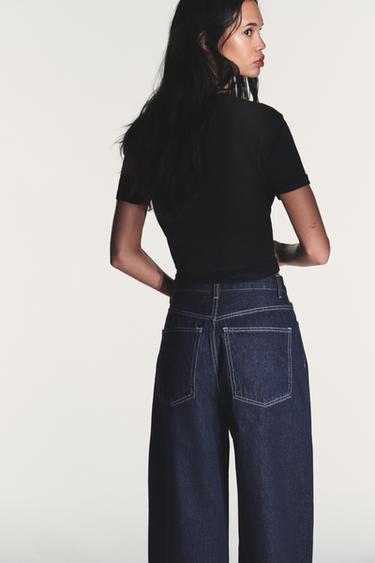 TRF EXTRA WIDE-LEG HIGH-WAIST JEANS - Dark indigo by Zara - Image 4