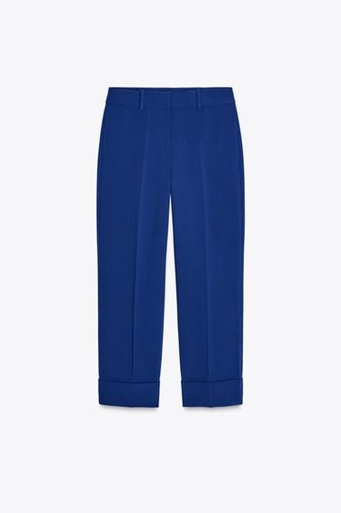 PANTALÓN RECTO VUELTA BAJO - Azulón de Zara