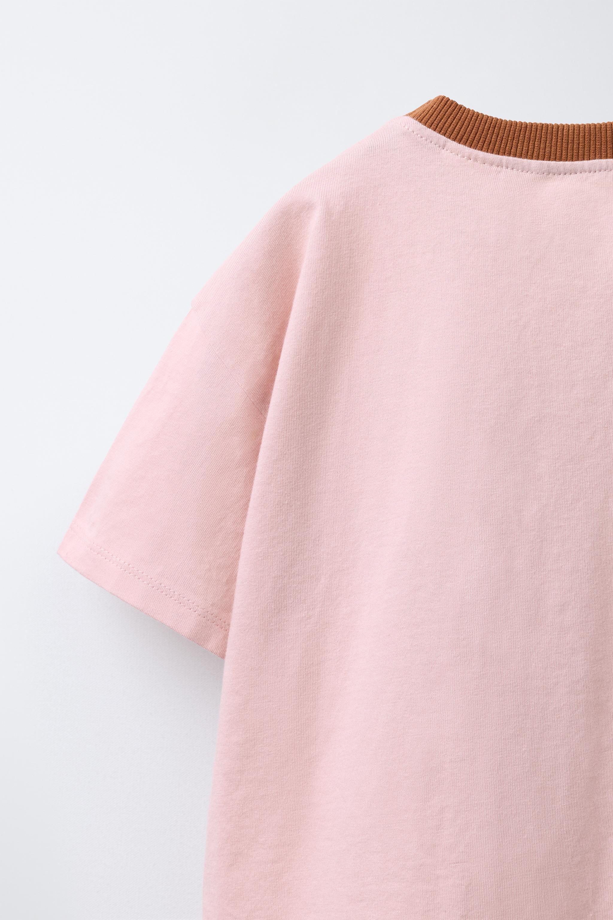 【ZARA】コントラストプリント Ｔシャツ ピンク | 6224/438/620 COMBINATION PRINT T-SHIRT - Pink | ZARA United States