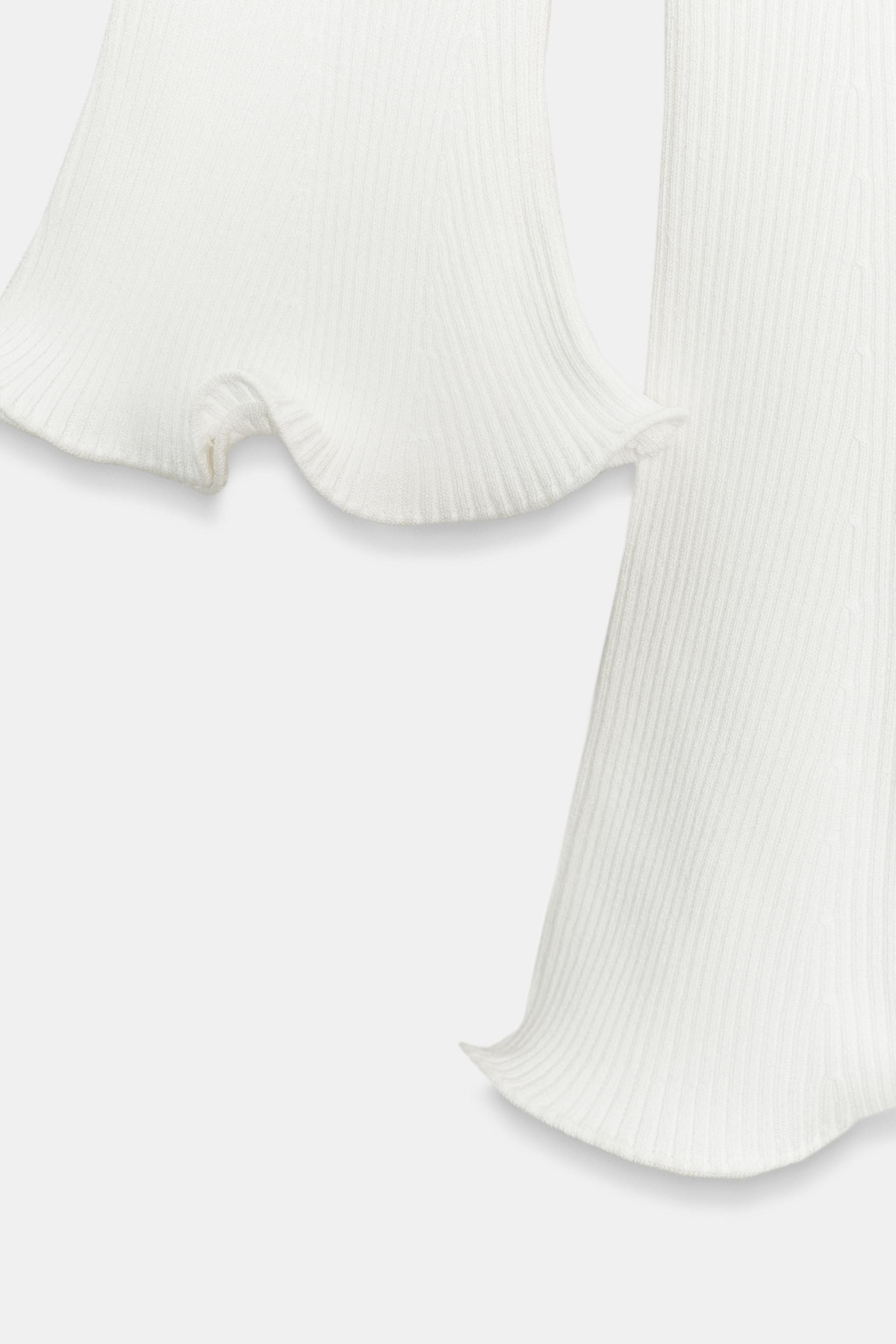 zara ribbed dress white Zara Knit Long Bodycon Ribbed Stripped Dress White Sz. Medium NWT