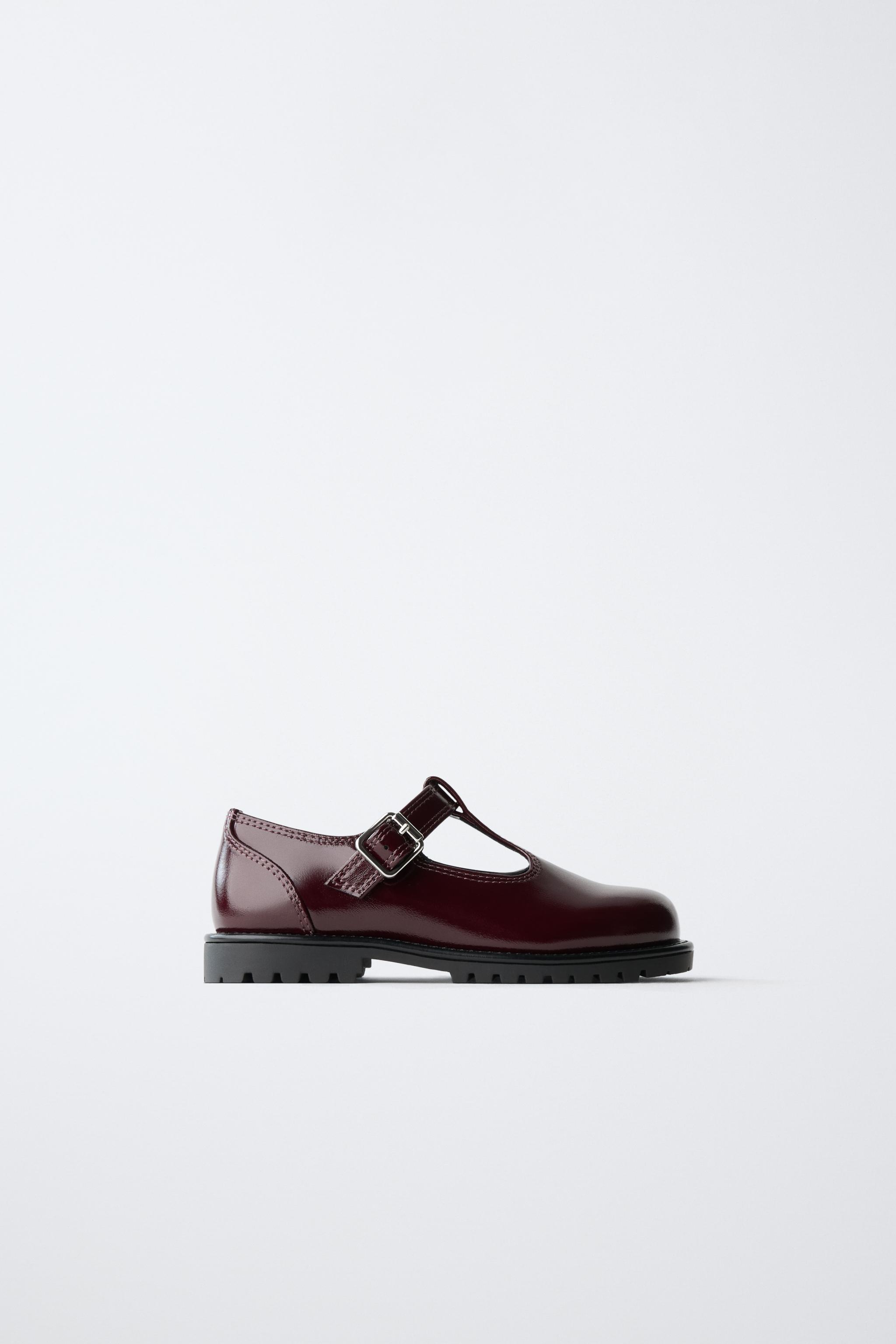T-STRAP BALLET FLATS — Burgundy Red