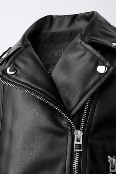 FAUX LEATHER BIKER JACKET - Black by Zara - Image 4