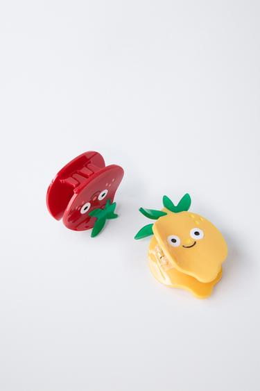 TWO-PACK OF TOMATO AND LEMON HAIR CLIPS - Red by Zara - Image 1