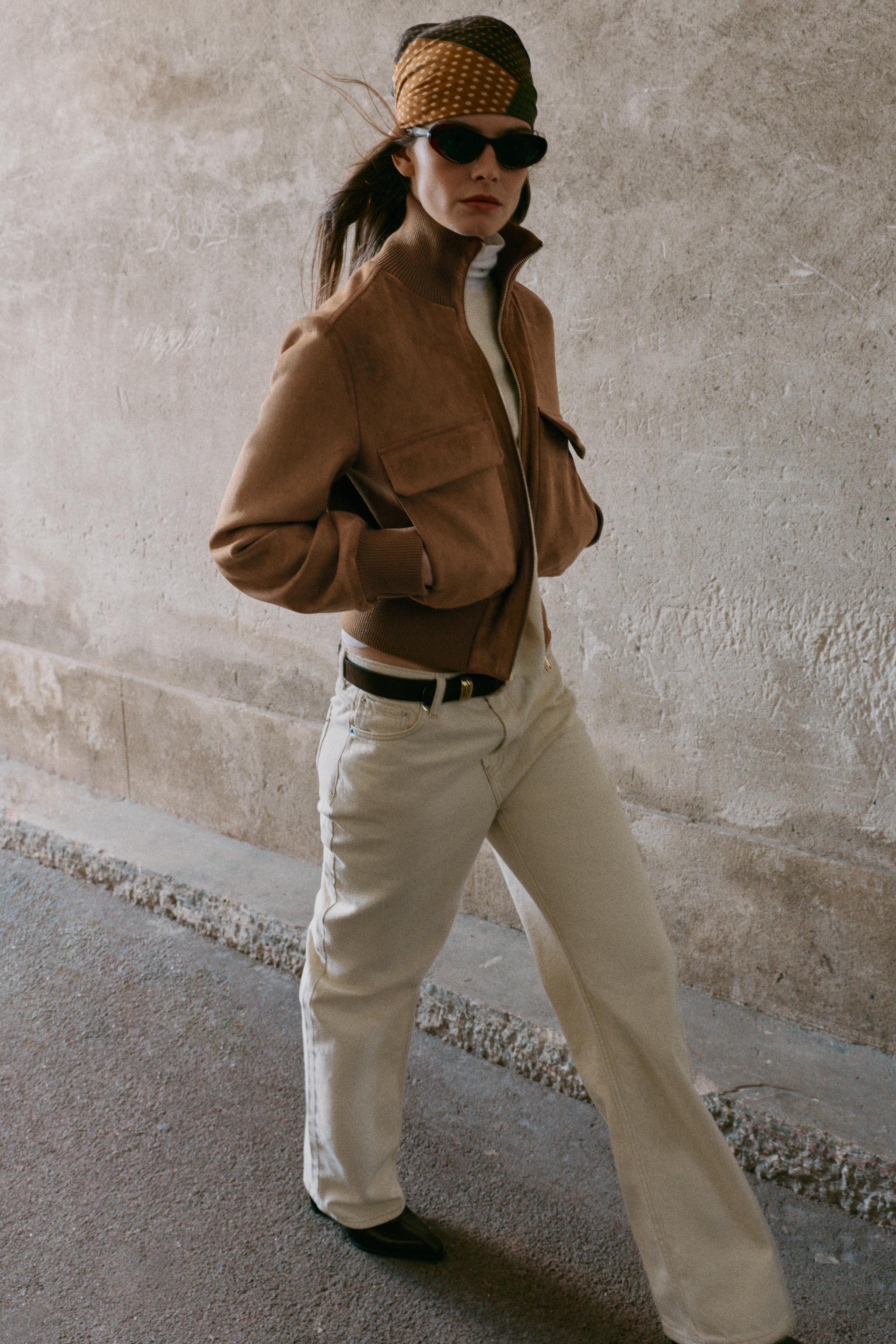 SUEDE-EFFECT BOMBER JACKET
