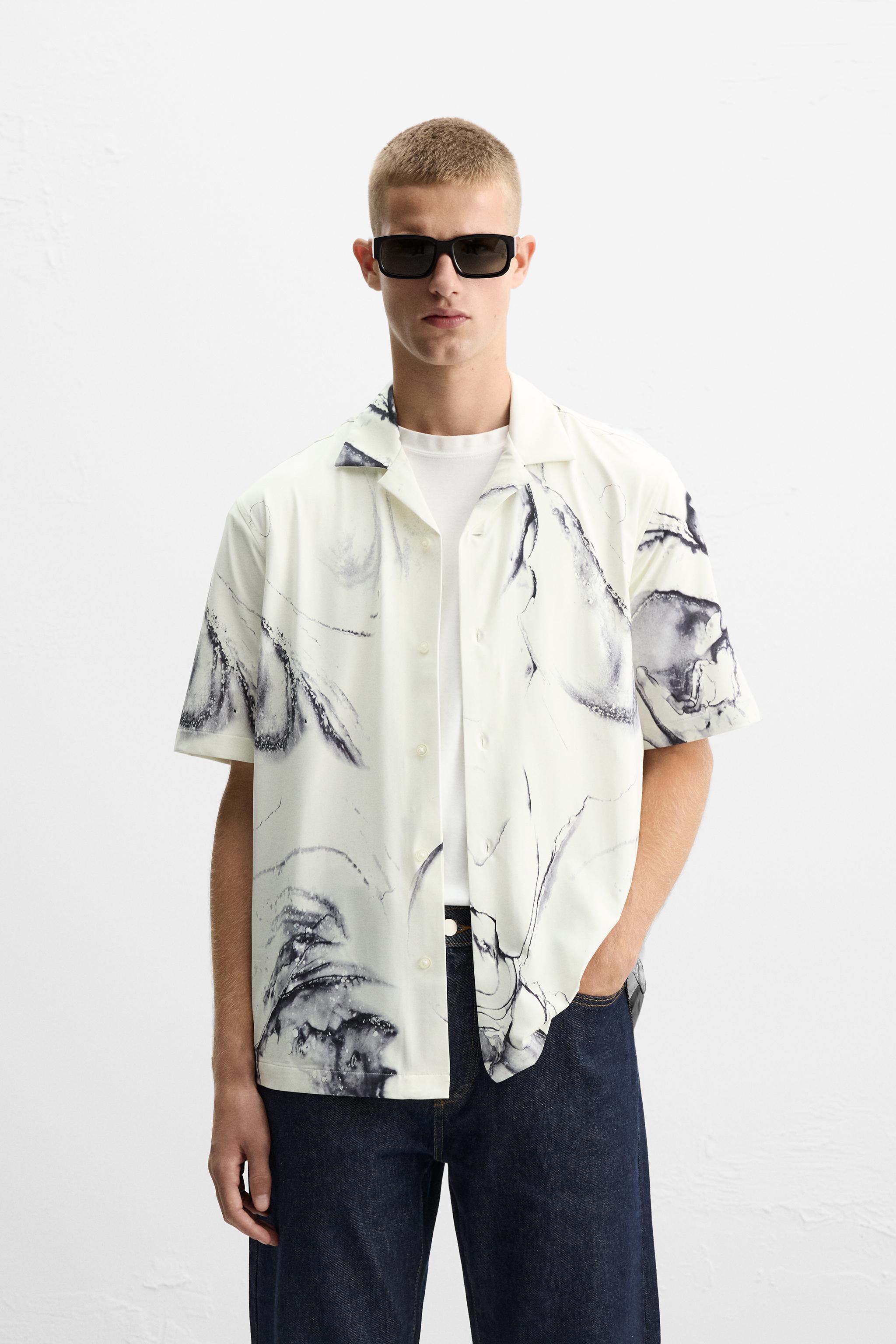 ABSTRACT PRINT STRETCH SHIRT