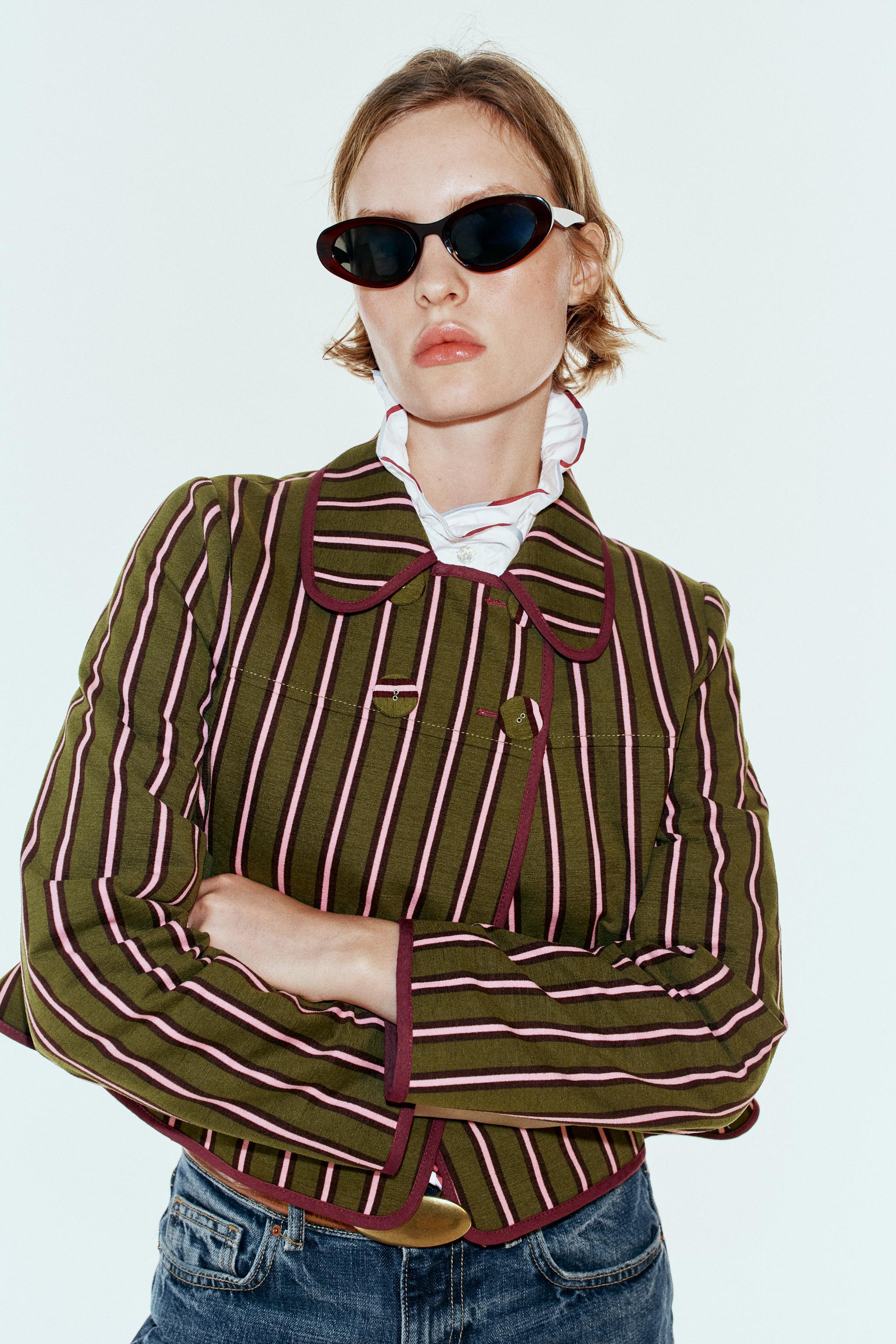 blouson croisé rayures