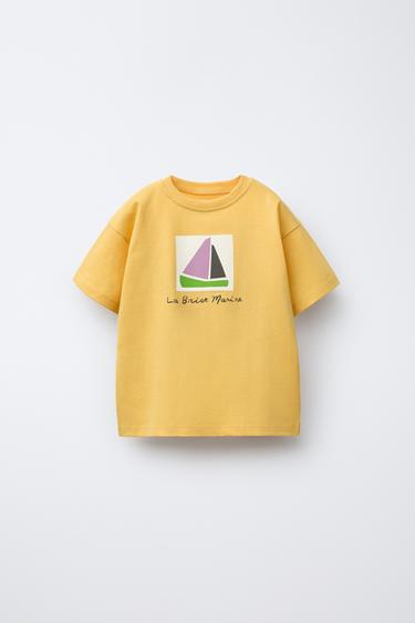 BOAT PRINT T-SHIRT - Ochre by Zara