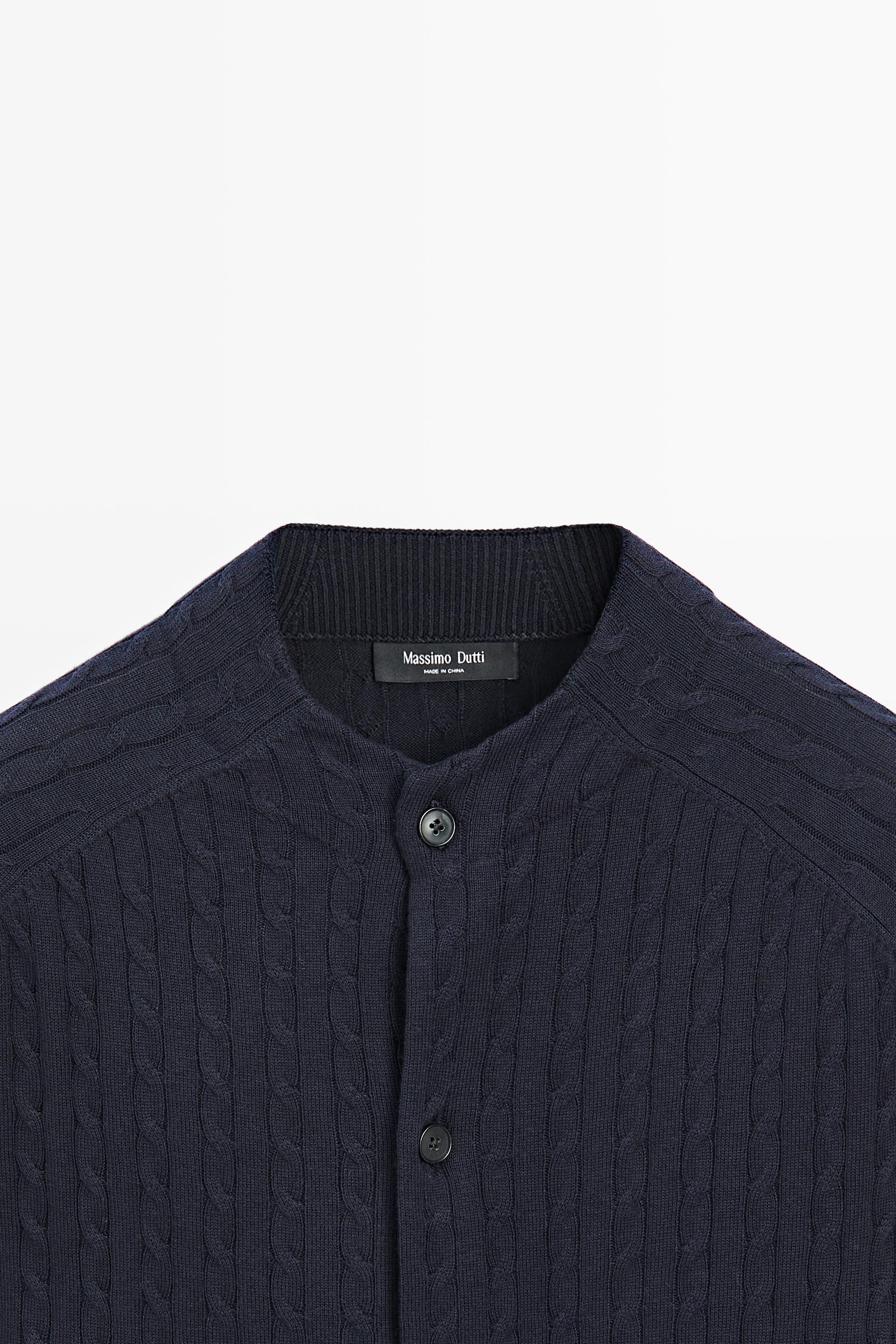 Cardigan en maille tressée coton mélangé