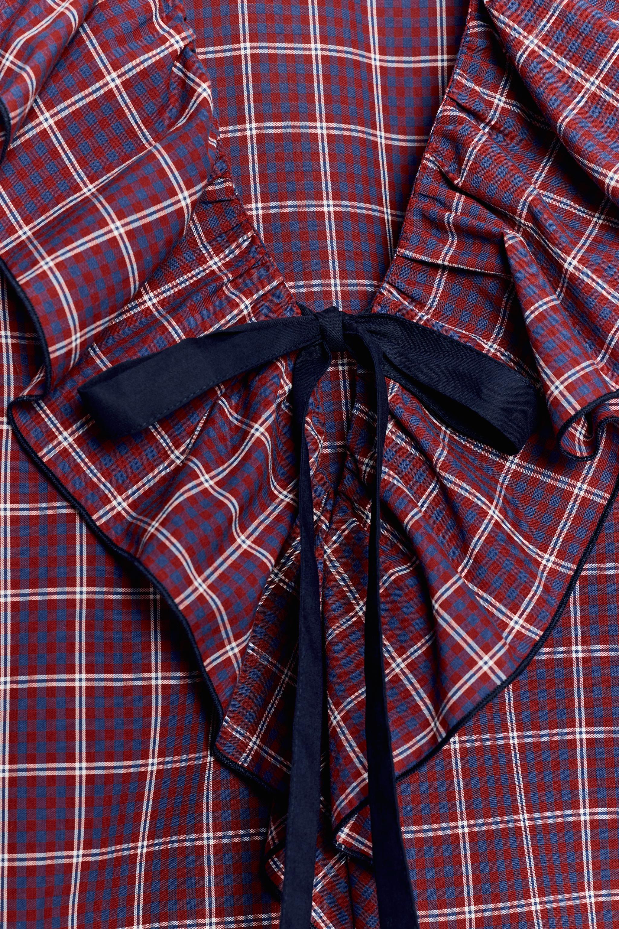 CHECKED BOW BLOUSE