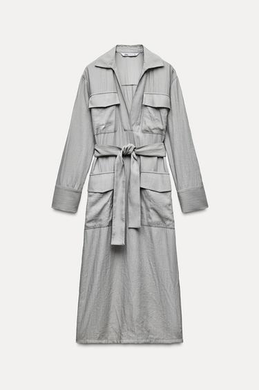 VESTIDO MIDI CINTURÓN - Verde agua de Zara