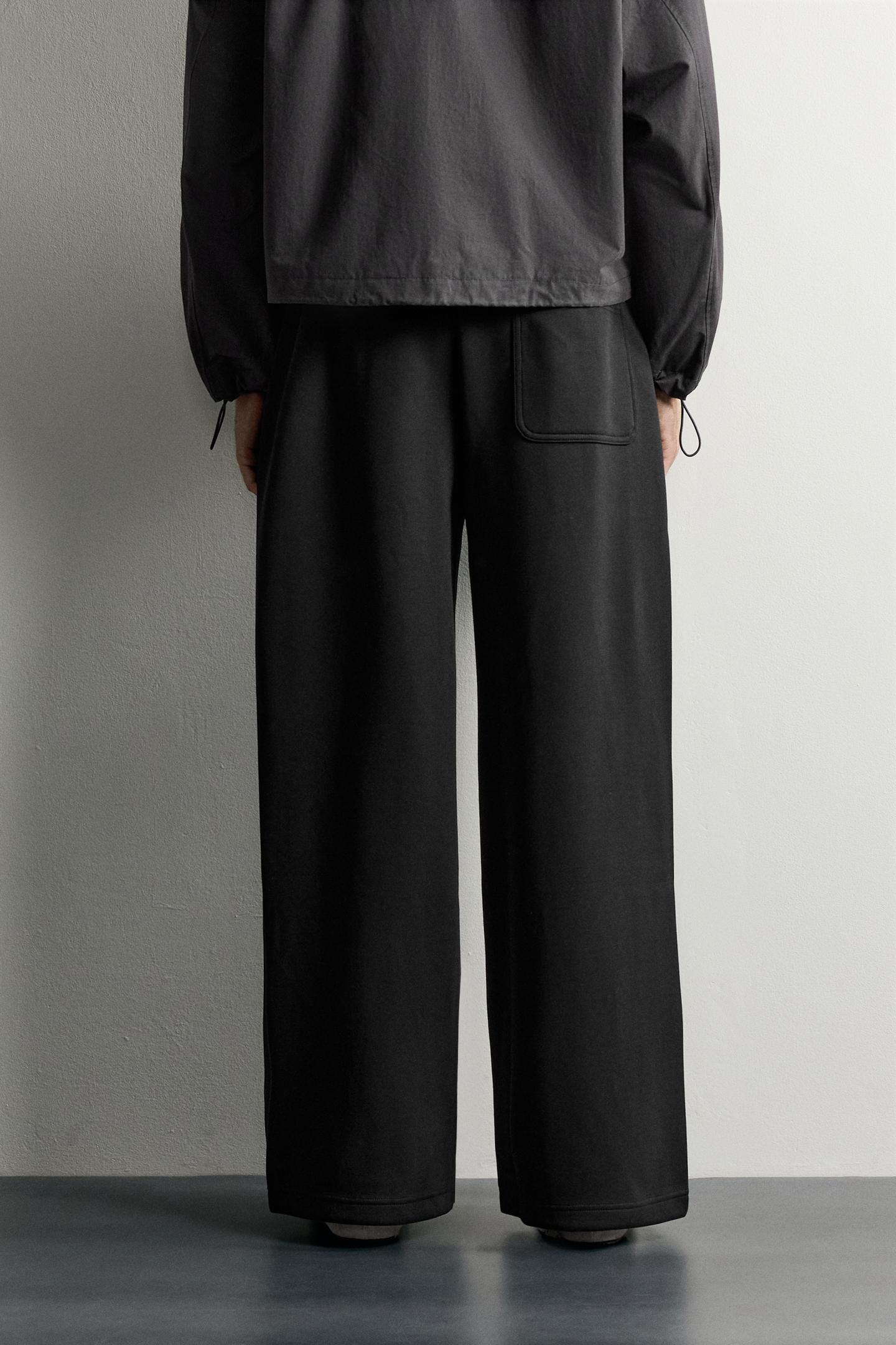 Мужские брюки Zara Pleated Balloon-Fit, цвет: Чёрный — фото 3