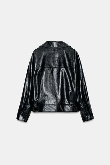 ZW COLLECTION LEATHER EFFECT JACKET - Black by Zara - Image 7