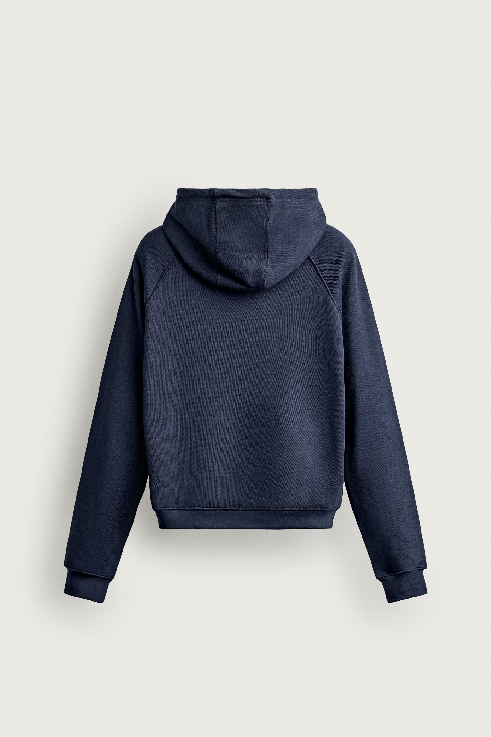Zara NUEVA YOL YAMALI KAPÜŞONLU SWEATSHIRT görsel 4