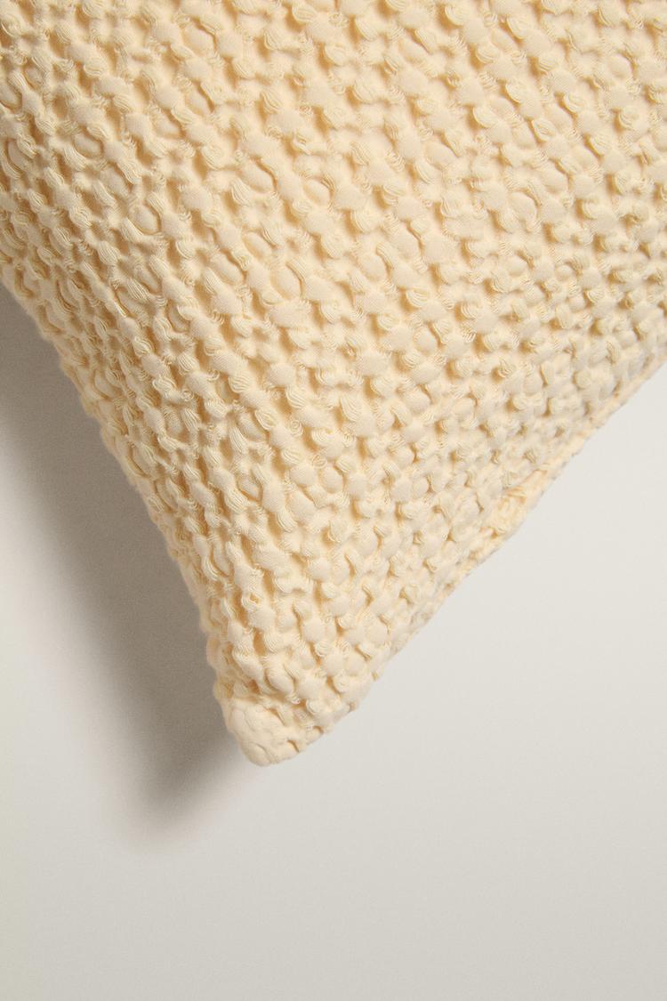 WAFFLE-KNIT THROW PILLOW COVER — Yellow