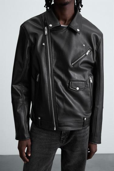 LEATHER EFFECT BIKER JACKET - Black by Zara - Image 4