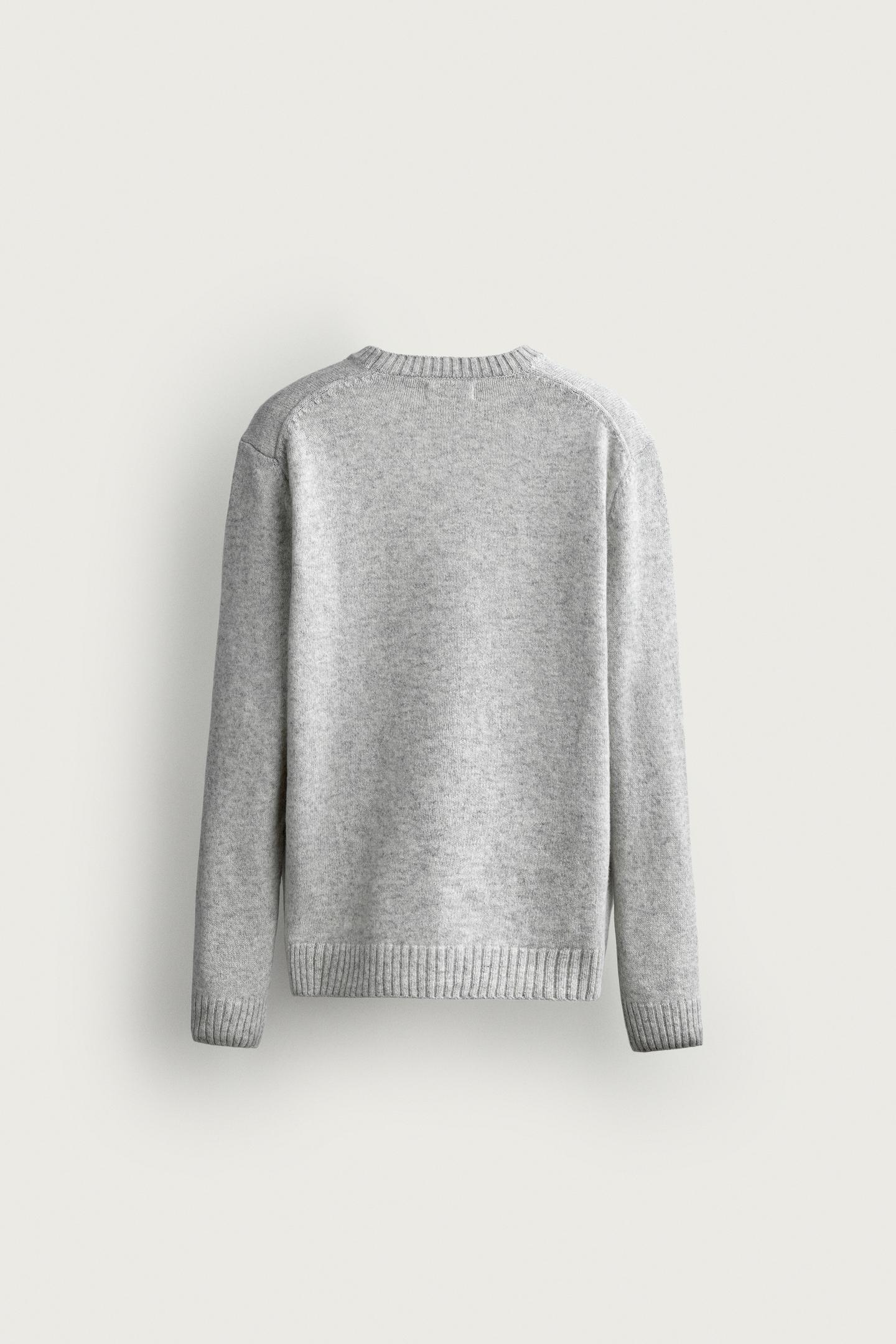 Мужской свитер Zara Regular Fit Wool Blend, цвет: Серый — фото 8