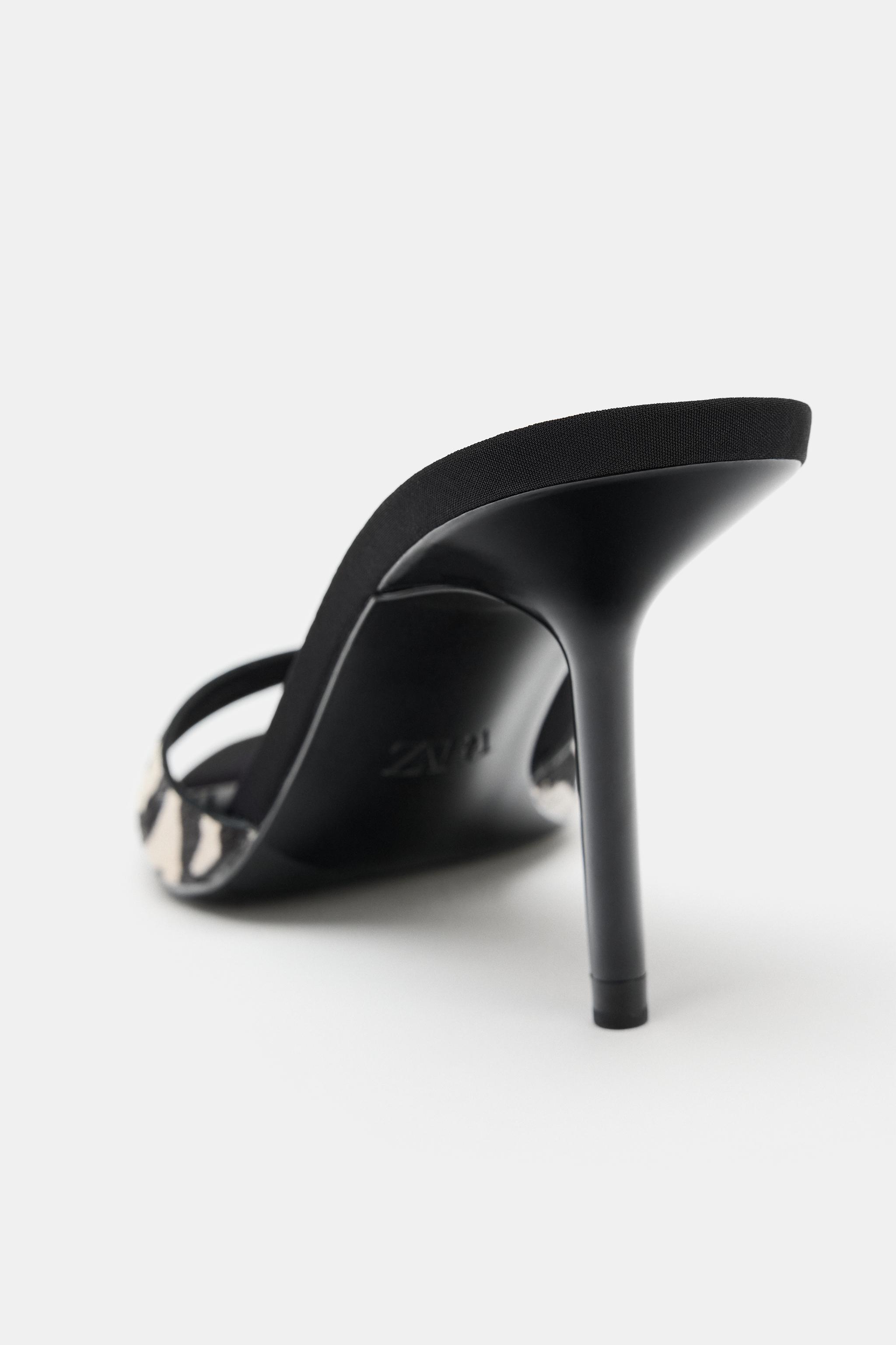 PRINTED FUR EFFECT LEATHER MULES