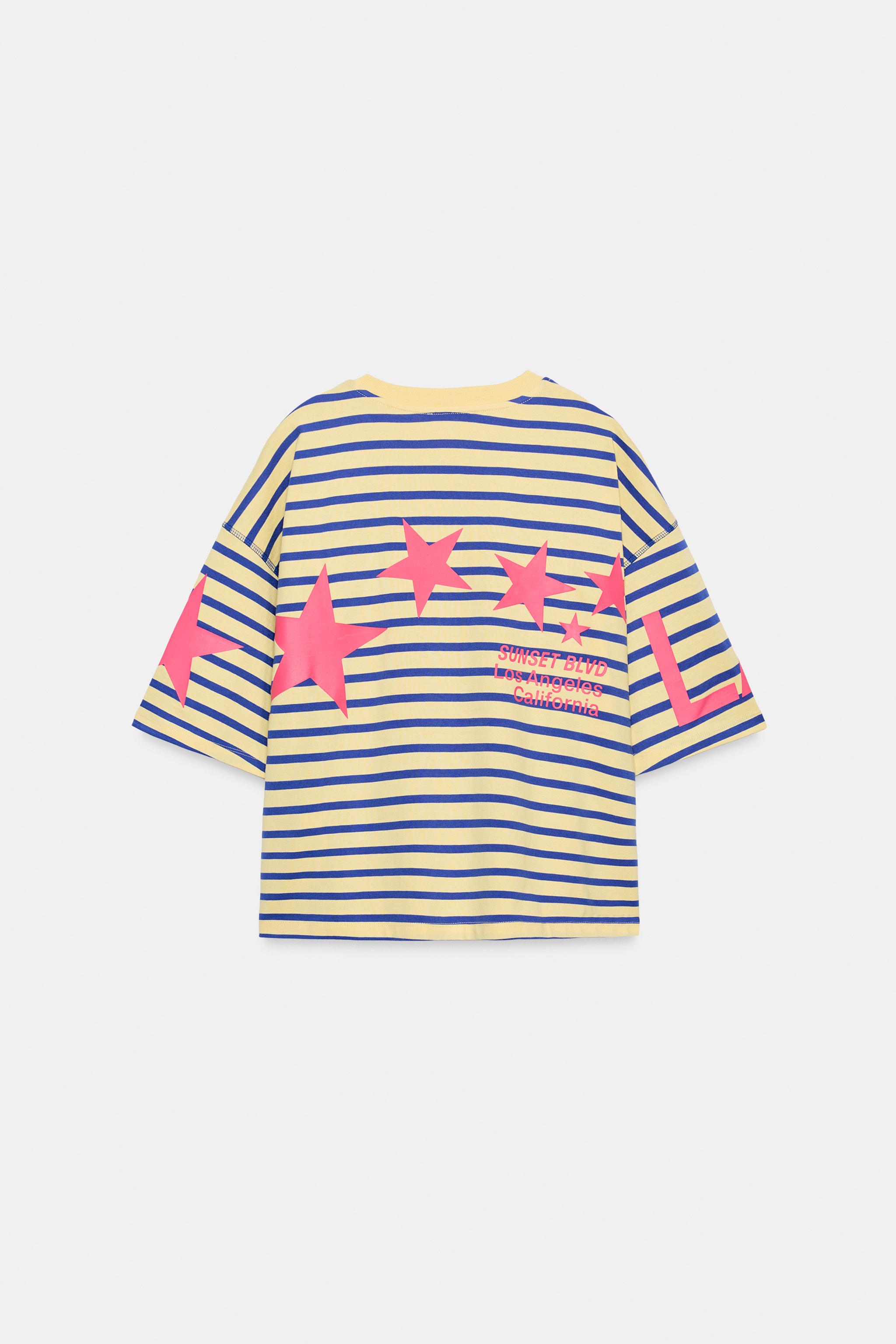 OVERSIZED STRIPED TEXT T-SHIRT