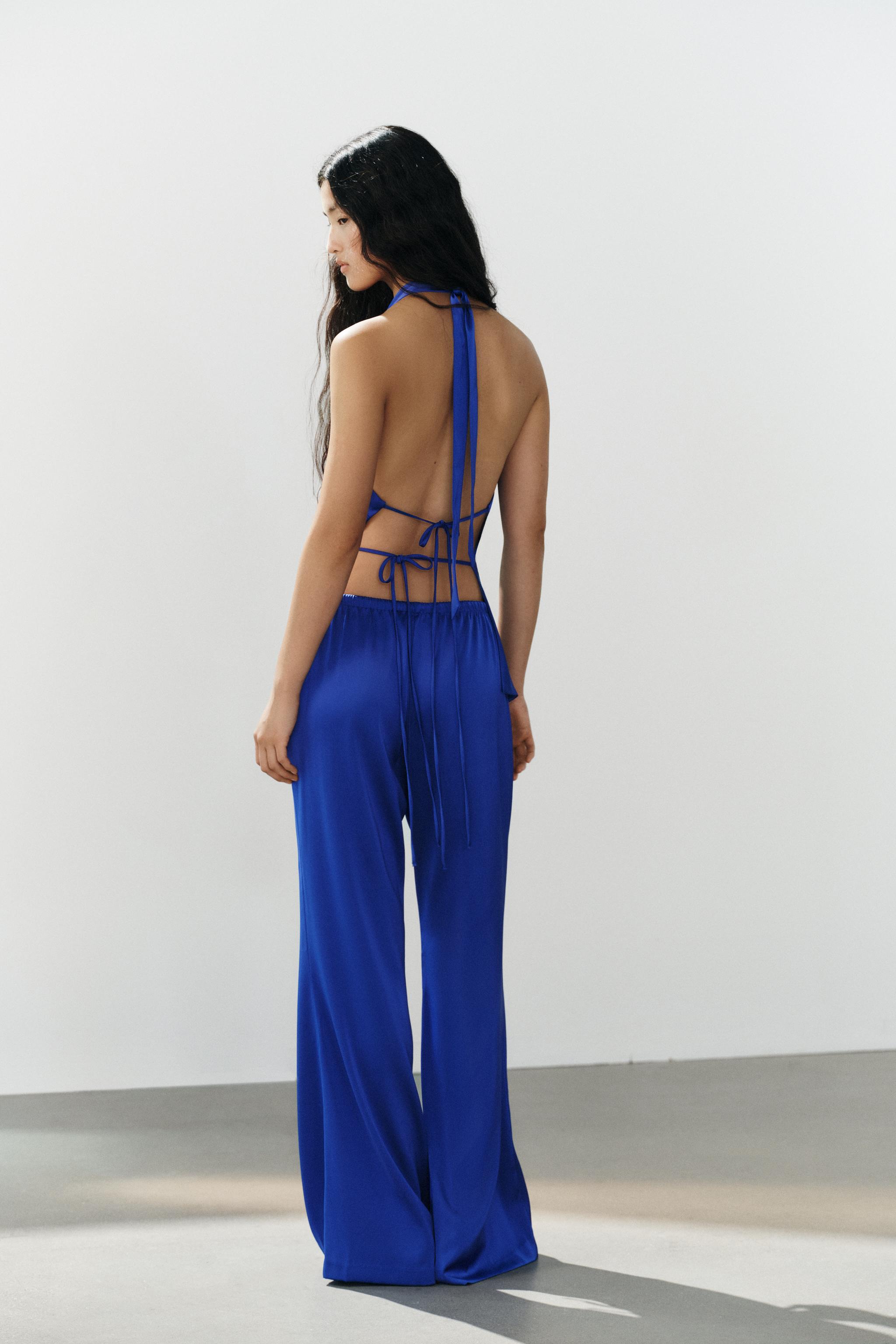 Zara Asimetrik Saten Halter Top görsel 5