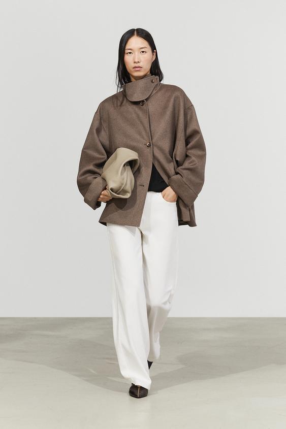 Zara Wool-blend trench coat - Black gold - Image 0