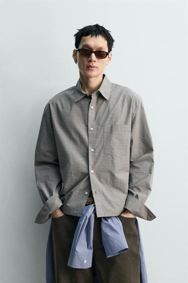 박시핏 체크 셔츠 - Zara 블랙 / 화이트