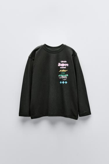 PRINTED T-SHIRT - Grey by Zara