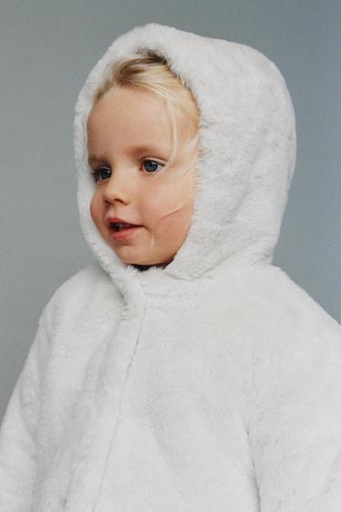 FAUX FUR HOODED JACKET - Ecru by Zara