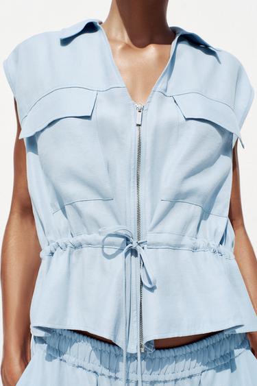 SAFARI TOP - Light blue by Zara