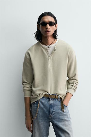 CAMISETA CUELLO PANADERO WAFFLE LIMITED EDITION - Khaki de Zara