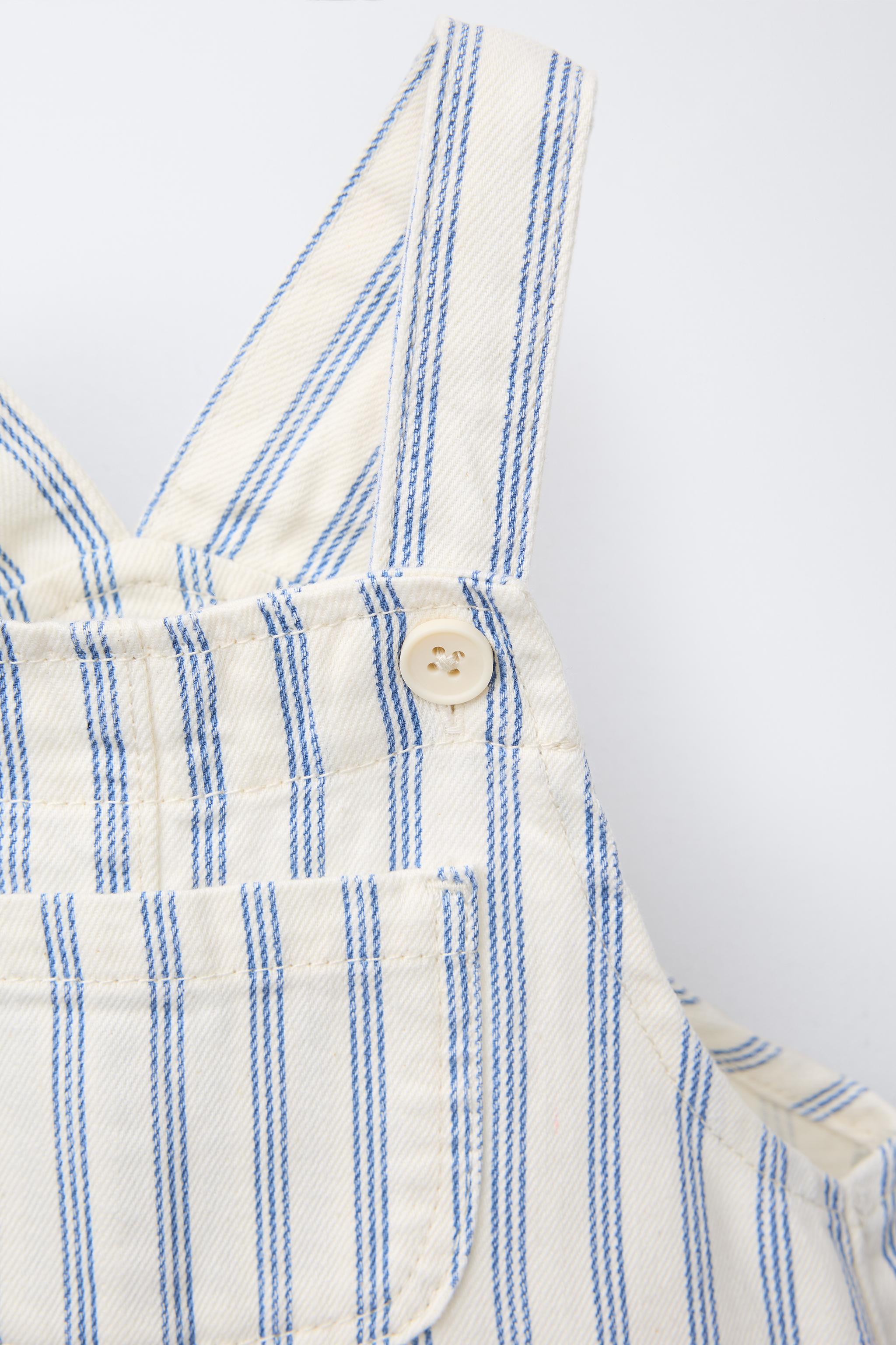 小柄袋、李白図 STRIPED TWILL OVERALL SHORTS - Ecru | ZARA United States