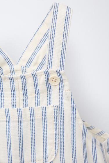 STRIPED TWILL SHORT DUNGAREES - Ecru by Zara - Image 2