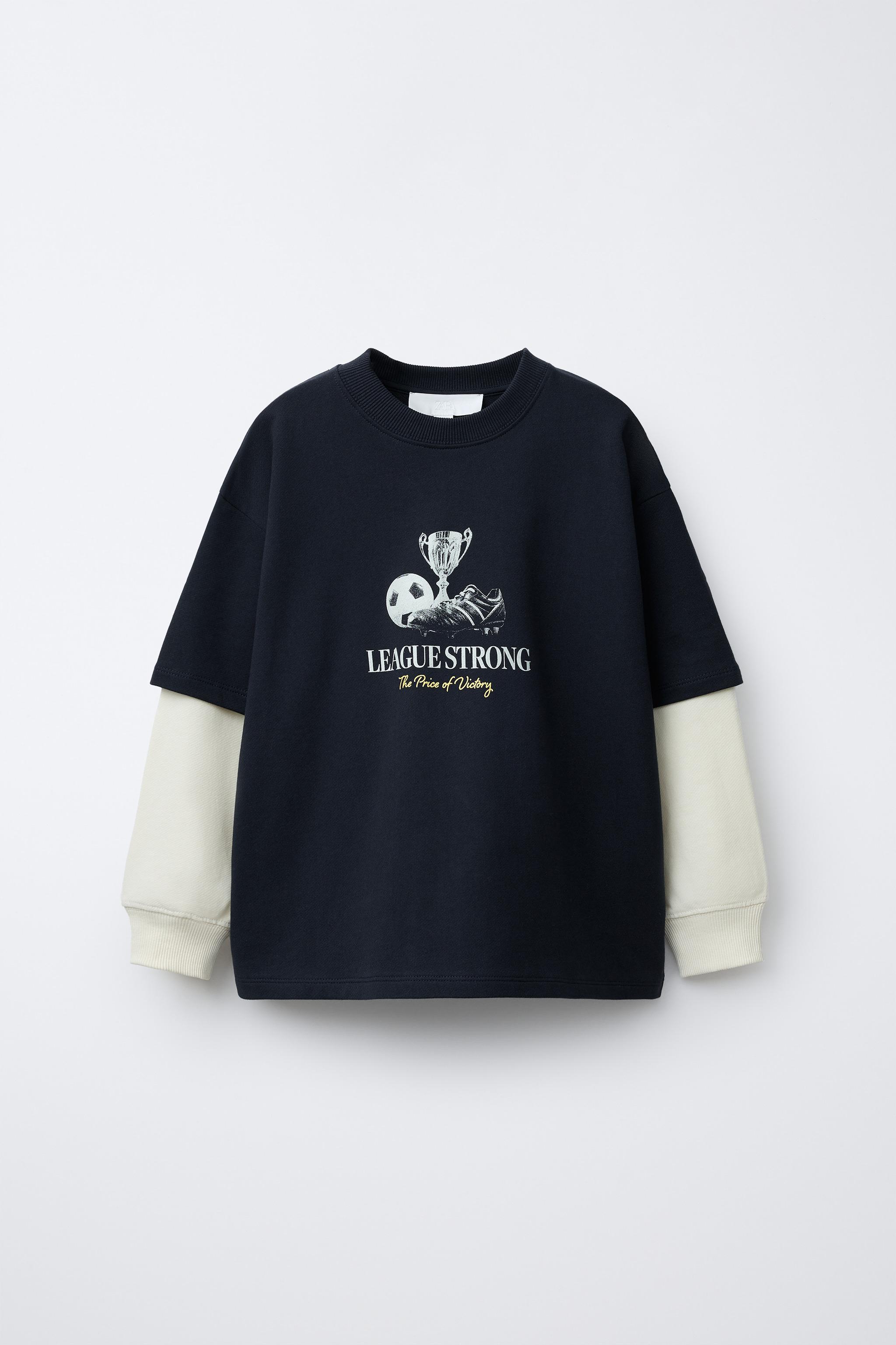 DOUBLE SLEEVE SOCCER T-SHIRT - Navy blue | ZARA Canada