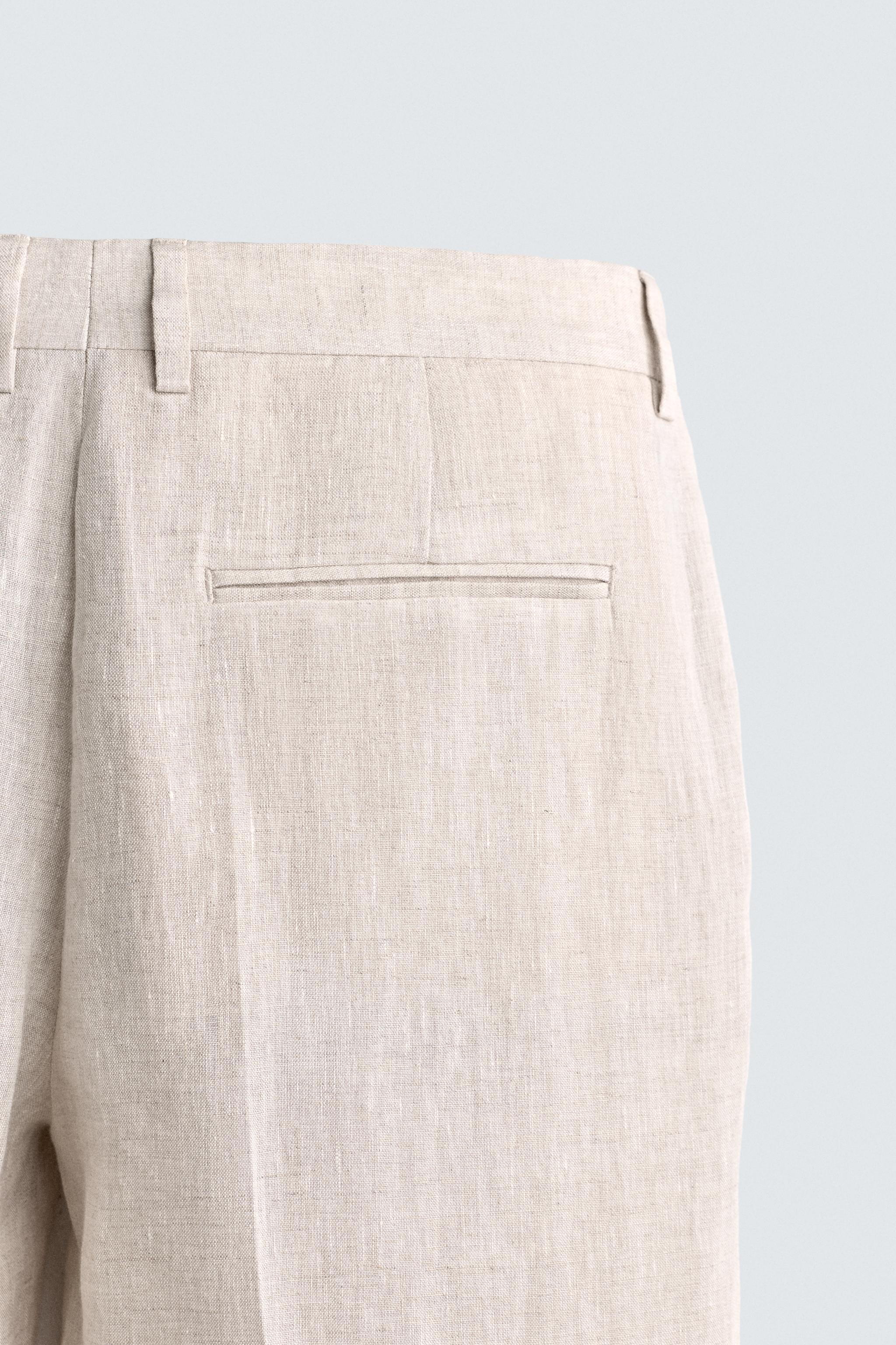 100% LINEN PLEATED SUIT PANTS