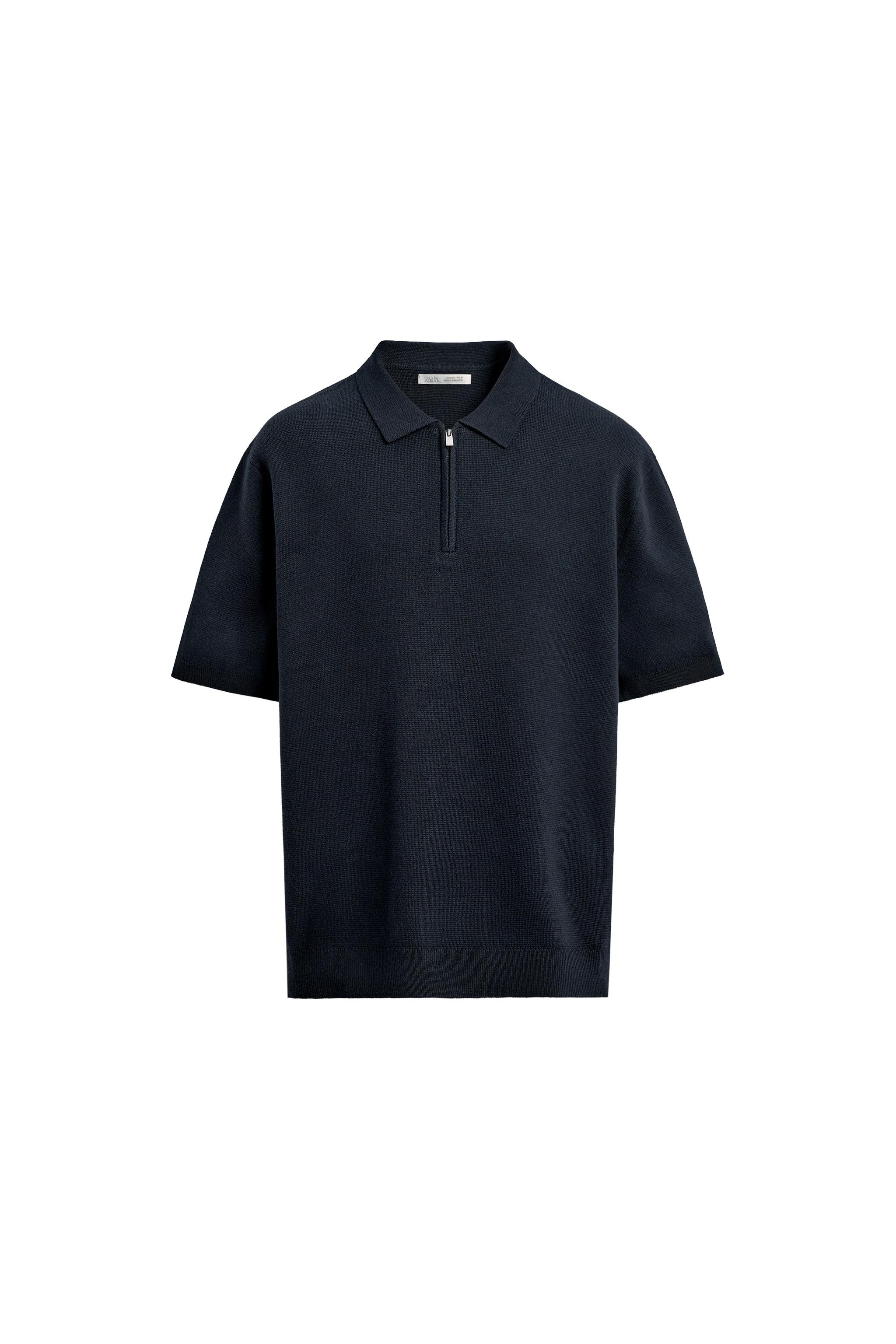 KNIT ZIP POLO SHIRT - Brown / White | ZARA Canada