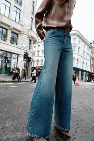 Zara Z1975 HIGH-WAISTED WIDE LEG LOOSE FIT JEANS - Faded blue