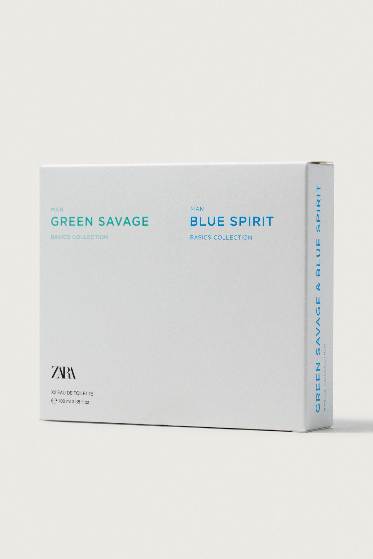 GREEN SAVAGE + BLUE SPIRIT EDT 2X100 ML (3.4 FL. OZ) — TINTED LEATHER