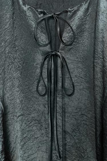 Zara ZW COLLECTION SATIN EFFECT CAPE SHIRT - Green