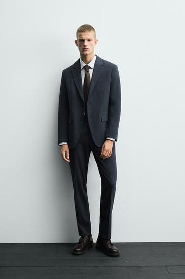 Zara STRUCTURED SUIT PANTS - Blue / Indigo