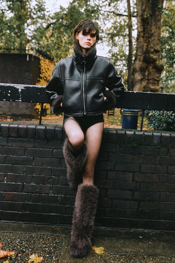 Veste Cuir Veste Mouton Bershka Veste Cuir Veste De Motard Double