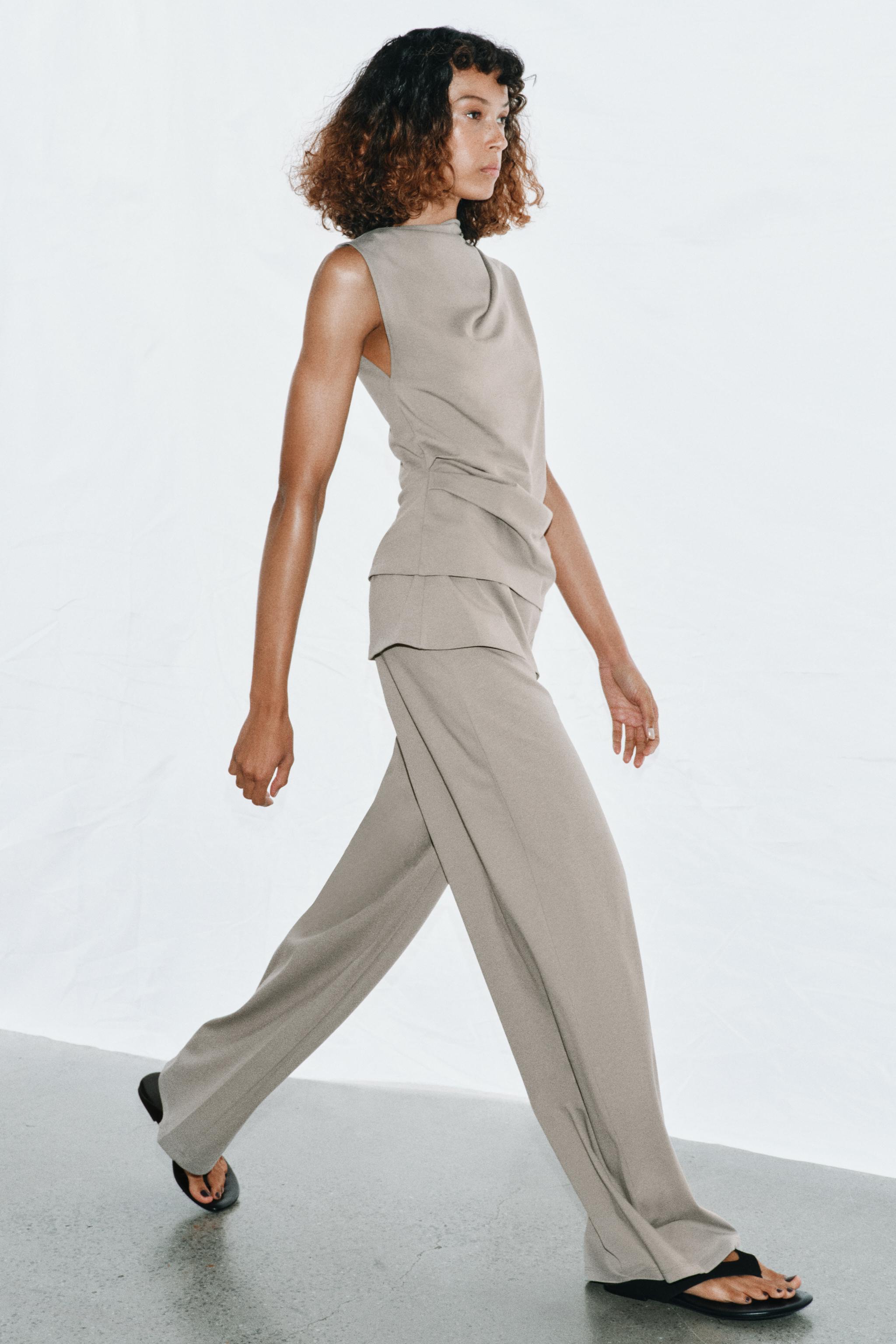 PANTALON EN COTON ÉPAIS AVEC CEINTURE LARGE