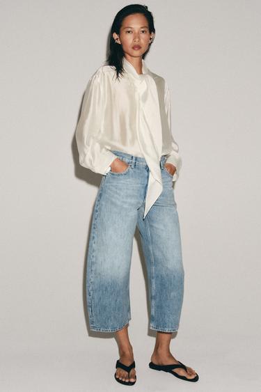 ZW COLLECTION ミッドライズバルーンデニムパンツブルーZaraのZW COLLECTION ミッドライズバルーンデニムパンツ - ブルー 