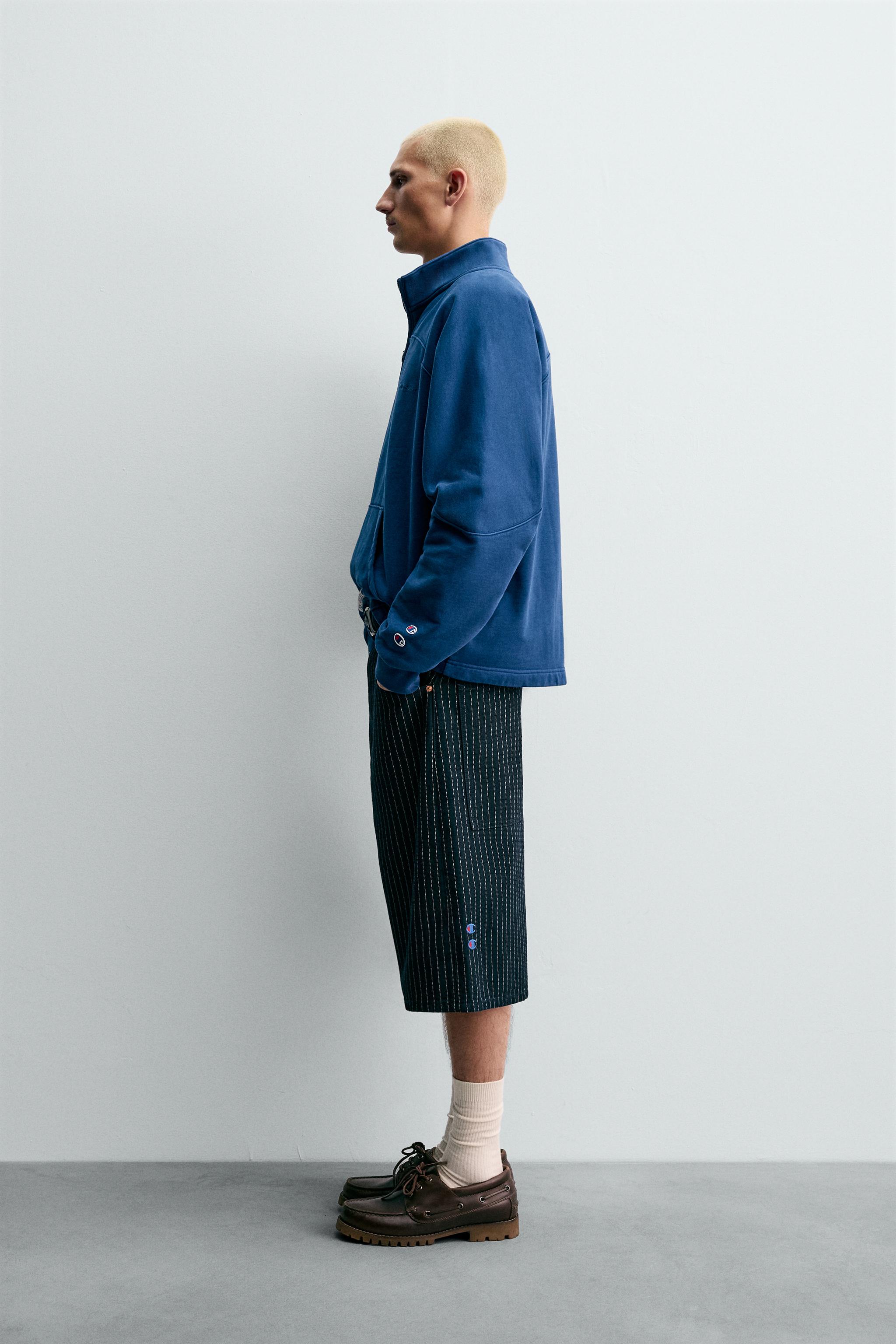 CHAMPION ® X ZARA QUARTER-ZIP SWEATSHIRT - Navy blue | ZARA
