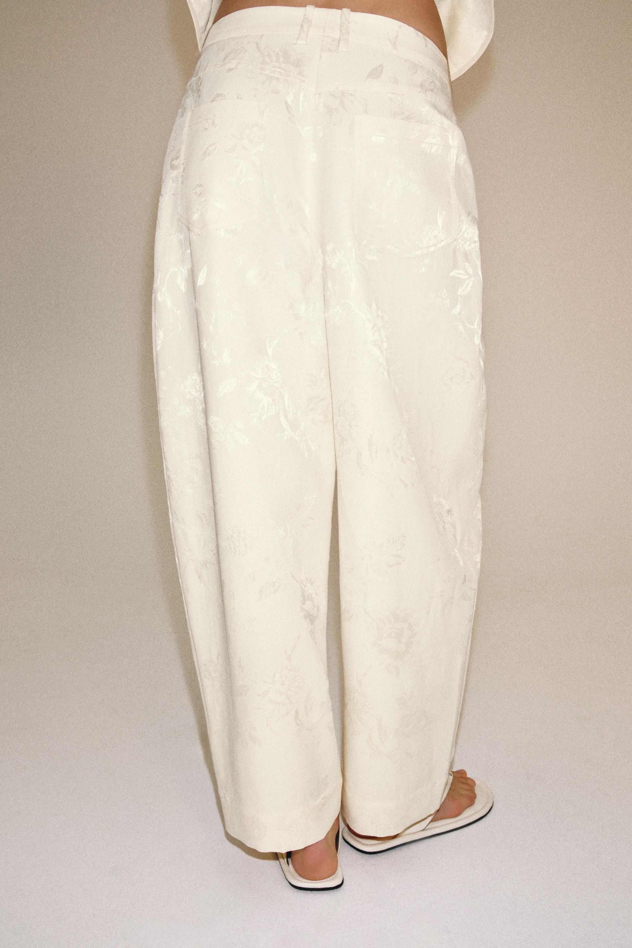 Женские брюки Zara ZW COLLECTION JACQUARD BARREL PANTS — фото 4