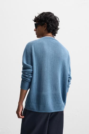 PULL 100 % LIN - Bleu / Gris de Zara - Image 2