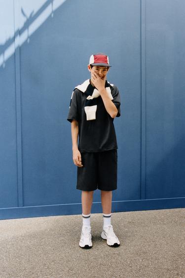 BỘ QUẦN ÁO GỒM ÁO PHÔNG VÀ QUẦN SHORT BERMUDA - Màu đen từ Zara