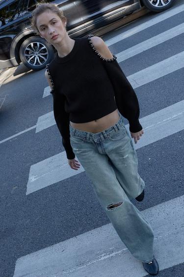 PULL EN MAILLE CUT OUT BOULES - Noir de Zara - Image 4