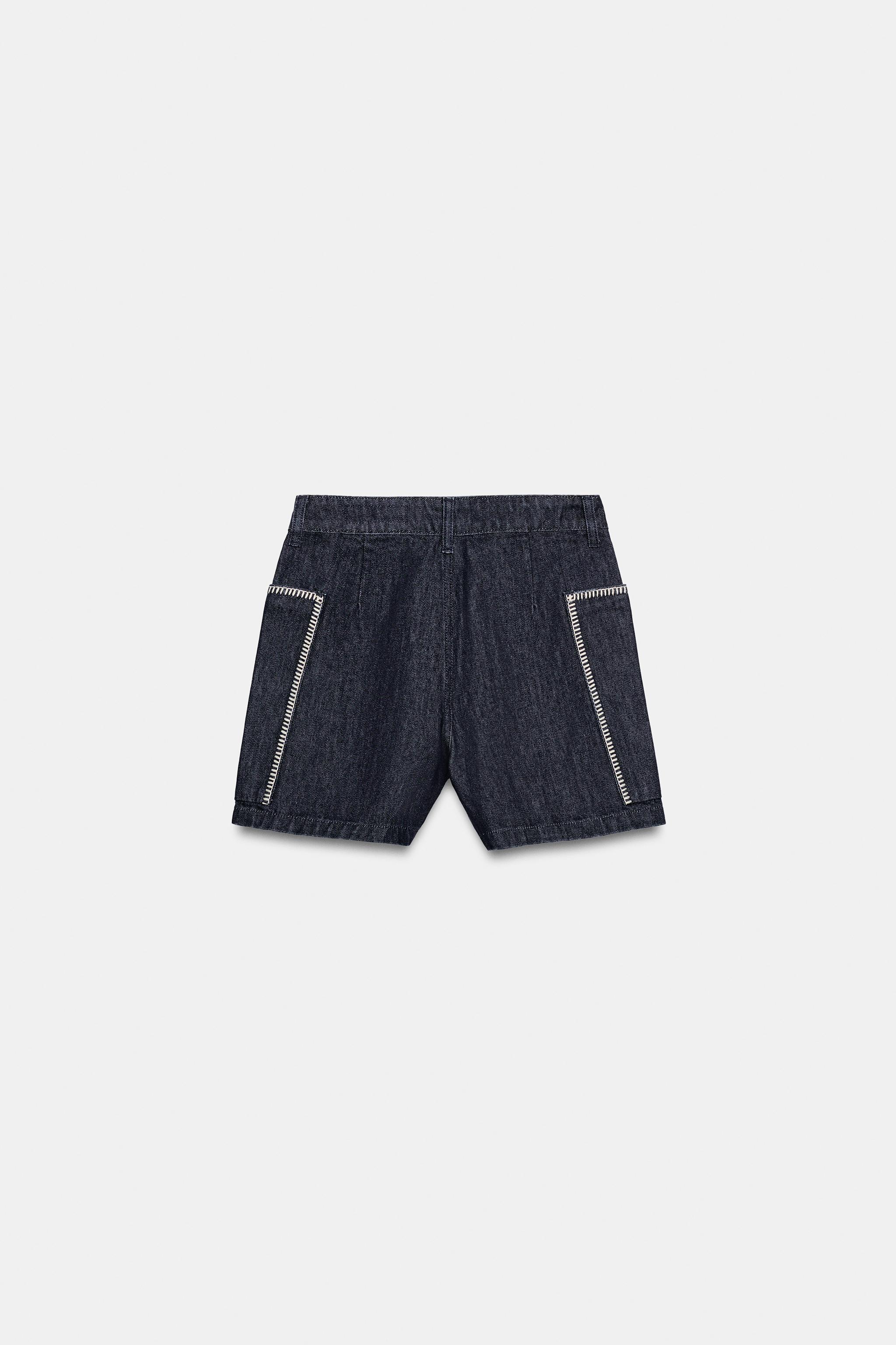 Zara Z1975 İşlemeli Şort görsel 7