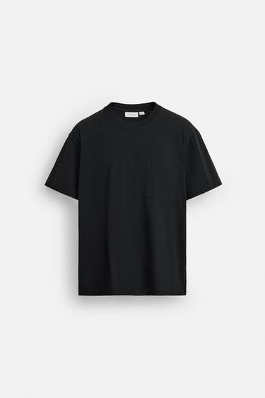 T-SHIRT MIT TASCHE - Dunkles Marineblau von Zara