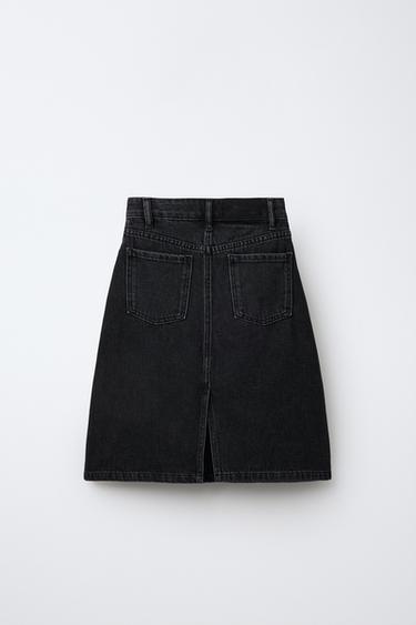 DENIM MIDI SKIRT - Black by Zara - Image 1