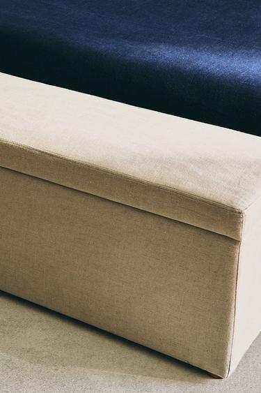 WOOD AND LINEN STORAGE BENCH - Light beige by Zara